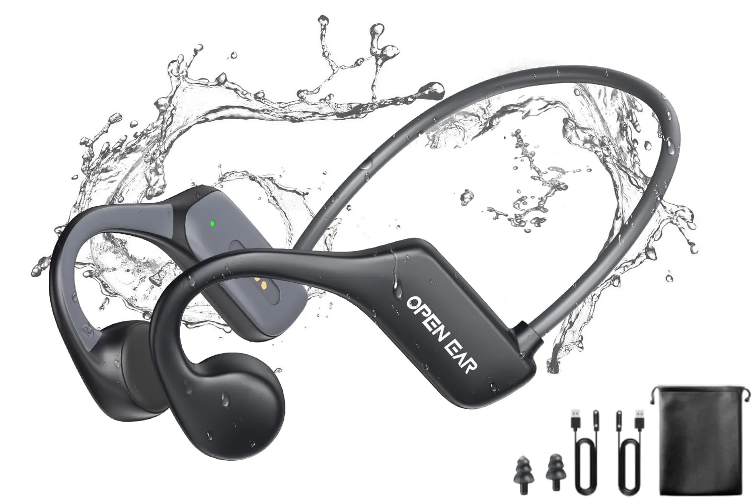 Waterproof Swimming Headphones with 32GB MP3 Player & 8Hrs Playtime, Bluetooth 5.3 Open-Ear