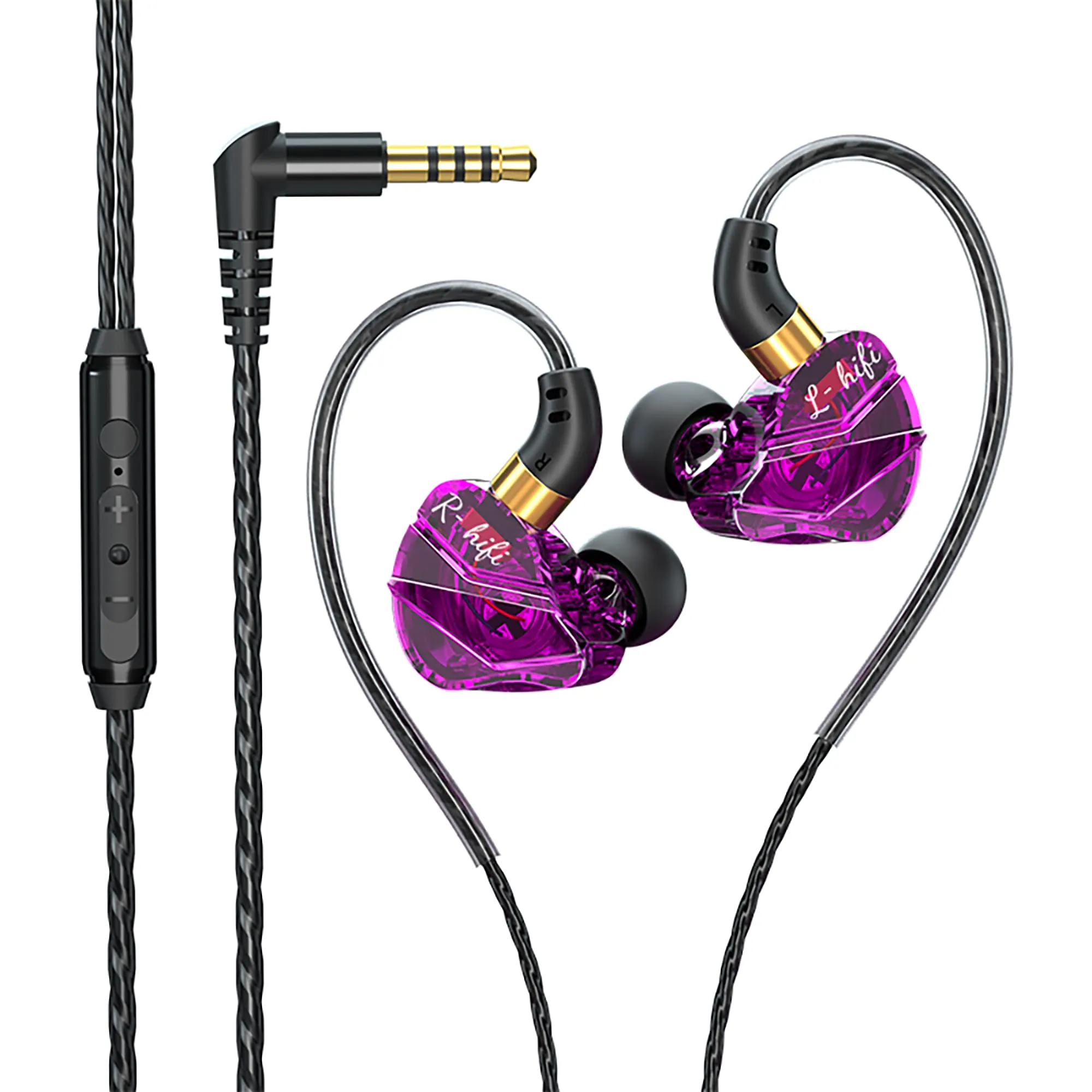 Wired Earbuds S16-Purple with 10mm Dynamic Driver, Noise Canceling HiFi Gaming Headset