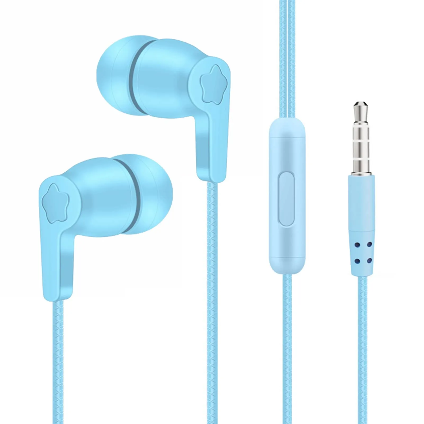 Wired Earbuds with Microphone, Noise Canceling, Heavy Bass Stereo Earphones, Blue, In-Ear