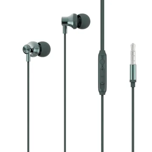 Wired Earphones with Hi-Fi Sound, Metal Earbuds, Compatible with Cricket Debut Flex, Gray