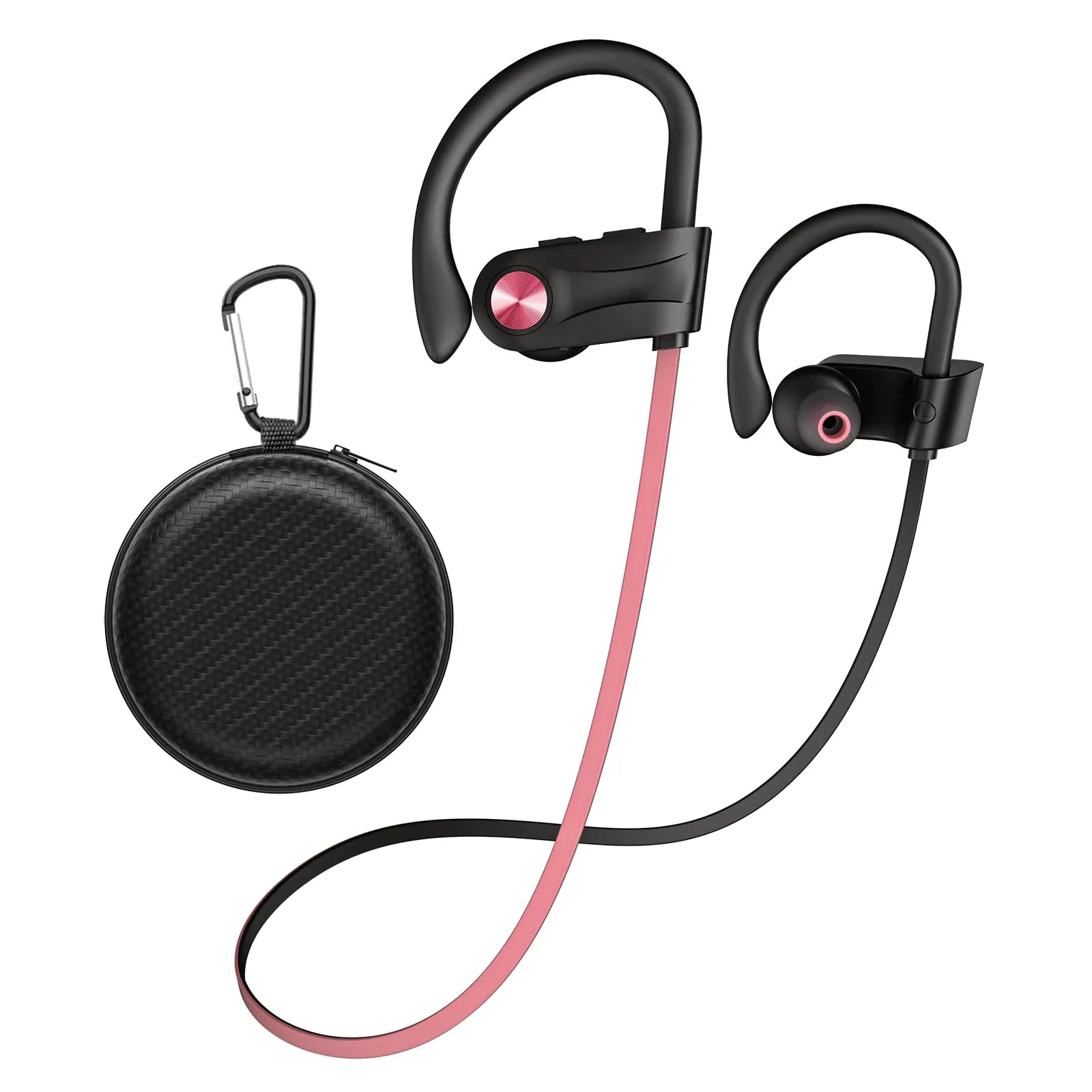 Wireless Bluetooth 5.3 Headphones, 16Hrs Battery, IPX7 Waterproof, Noise Cancelling, Black&Pink