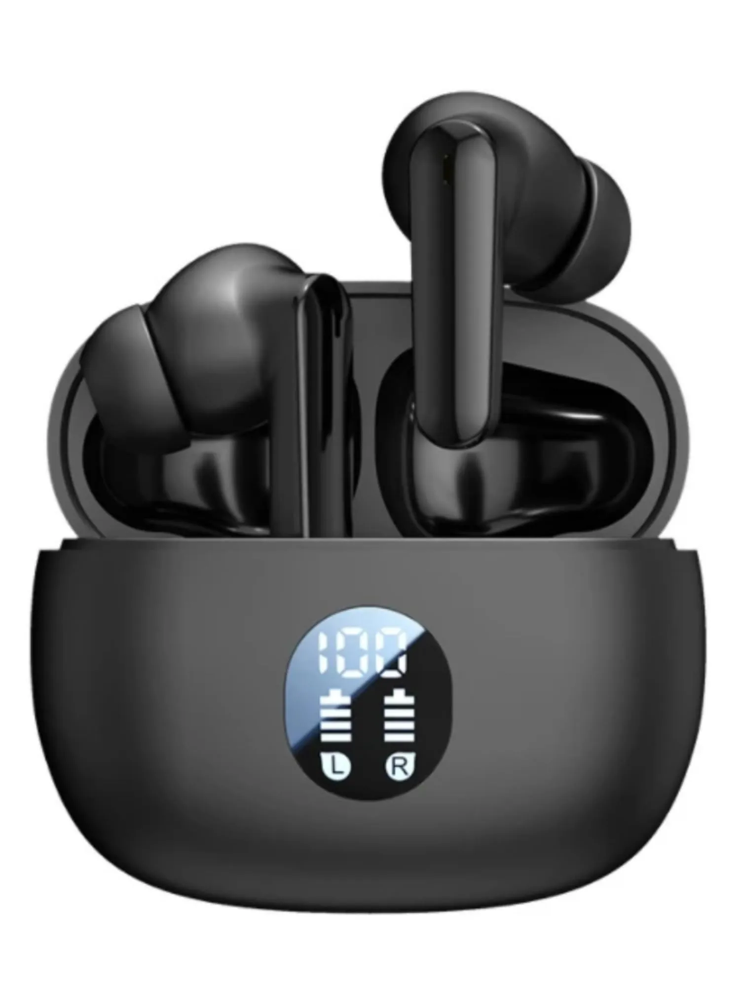 Wireless Bluetooth 5.4 Earbuds with 40H Playback, Noise Cancellation, LED Display, Black