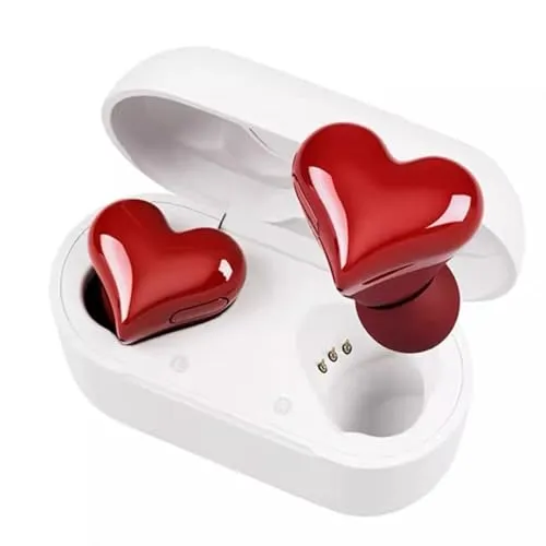 Wireless Bluetooth Earbuds, Noise Canceling Heart Shaped Headphones with Charging Case