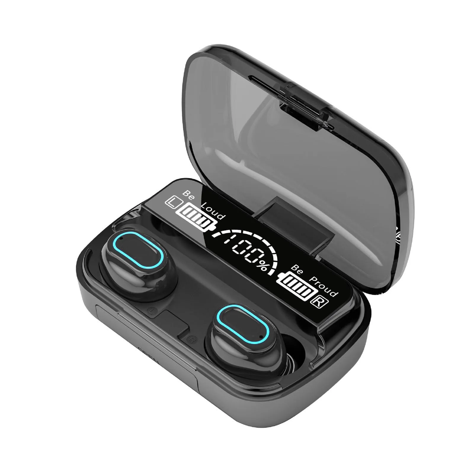 Wireless Bluetooth Earbuds with Charging Bin, Digital Display, IPX6 Sweatproof, 1200mAh Battery