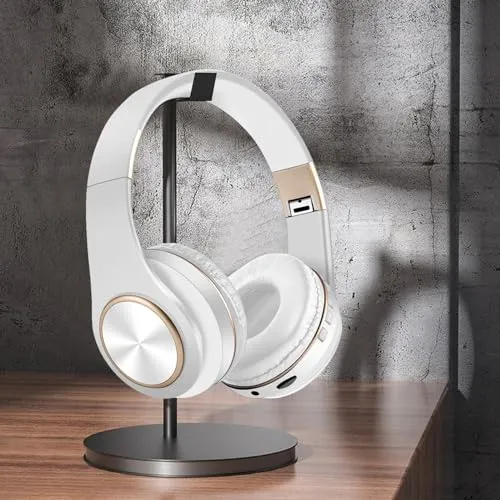 Wireless Bluetooth Headphones - Noise Cancelling Over-Ear, Foldable, Lightweight, White