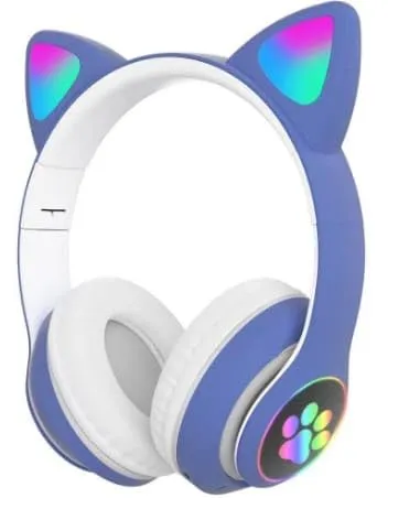 Wireless Cat Ear LED Bluetooth Headphones, Over-Ear, Active Noise Cancelling, 42 Hours, Blue