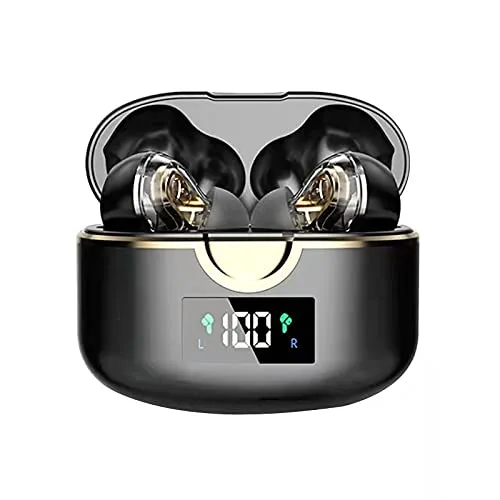 Wireless Earbuds Bluetooth 5.1 with Touch Control & IPX5 Waterproof, 100Hrs Playback, Black