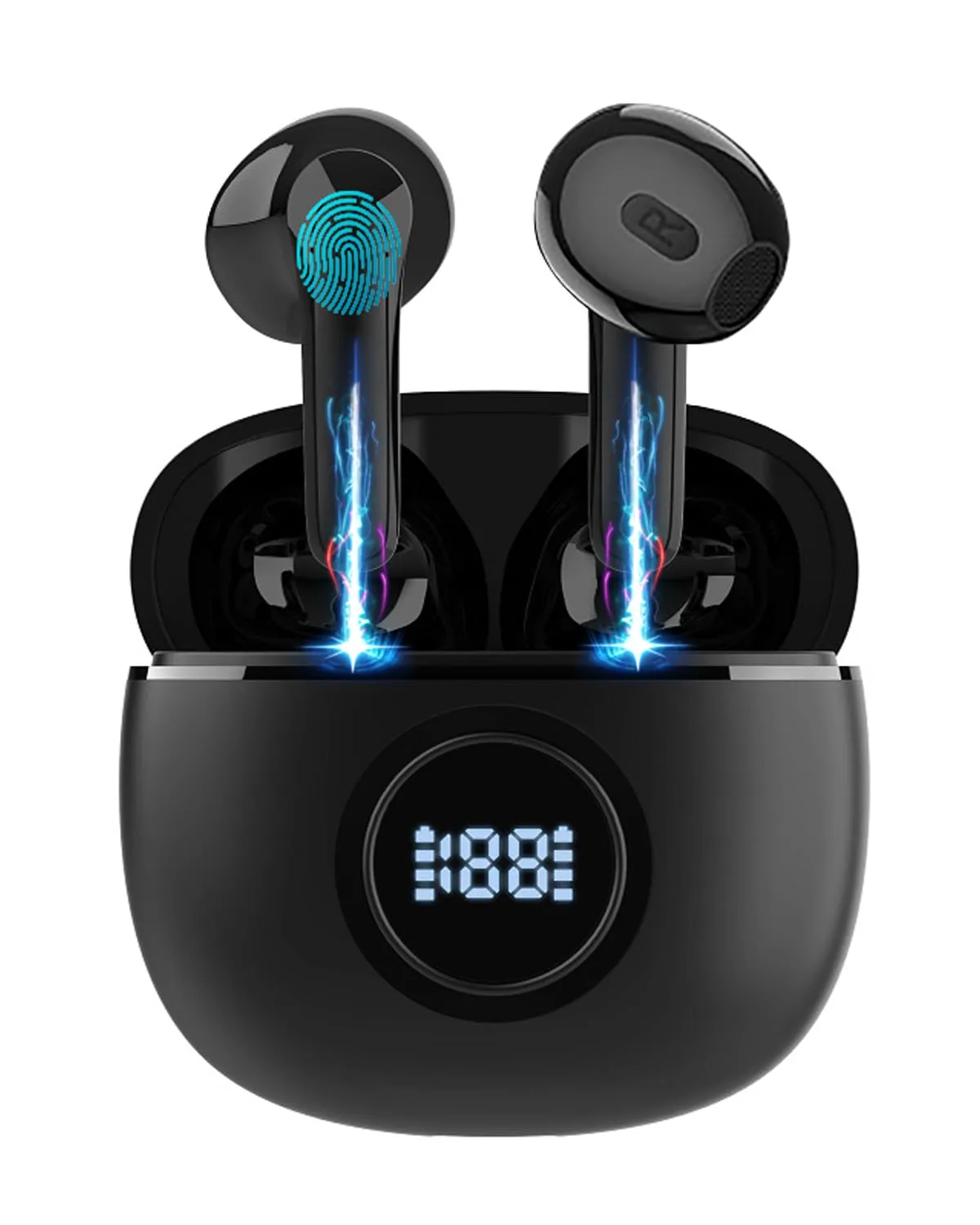 Wireless Earbuds Bluetooth 5.3 - 72Hrs Battery Life, Sweat Resistant, LED Display, Black