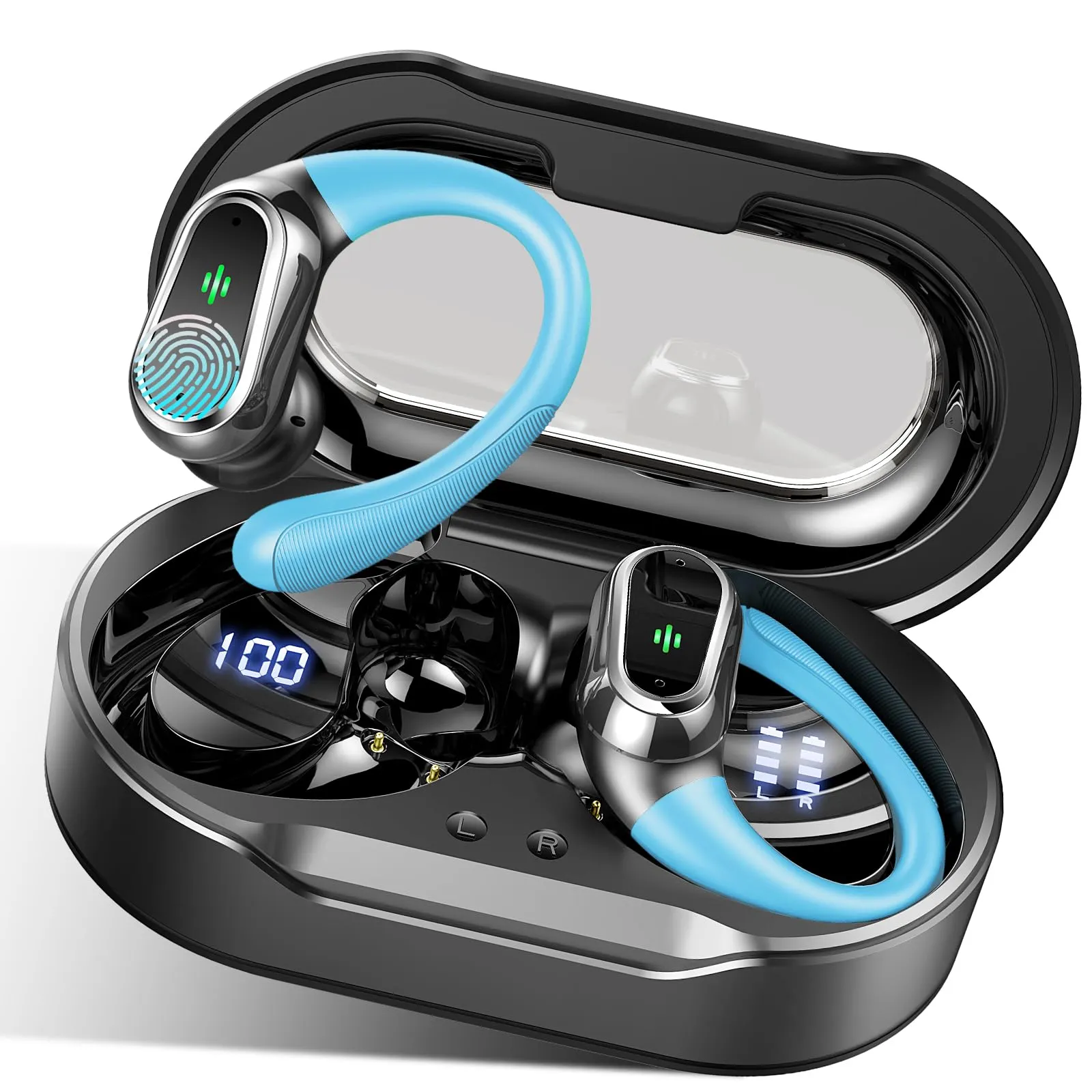 Wireless Earbuds Bluetooth 5.3, IP7 Waterproof, 50H Playtime, Noise Canceling Mic, Light Blue