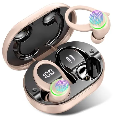 Wireless Earbuds, Bluetooth 5.3, Noise Cancelling Mic, 50Hrs Playtime, IP7 Waterproof, Black-Pink