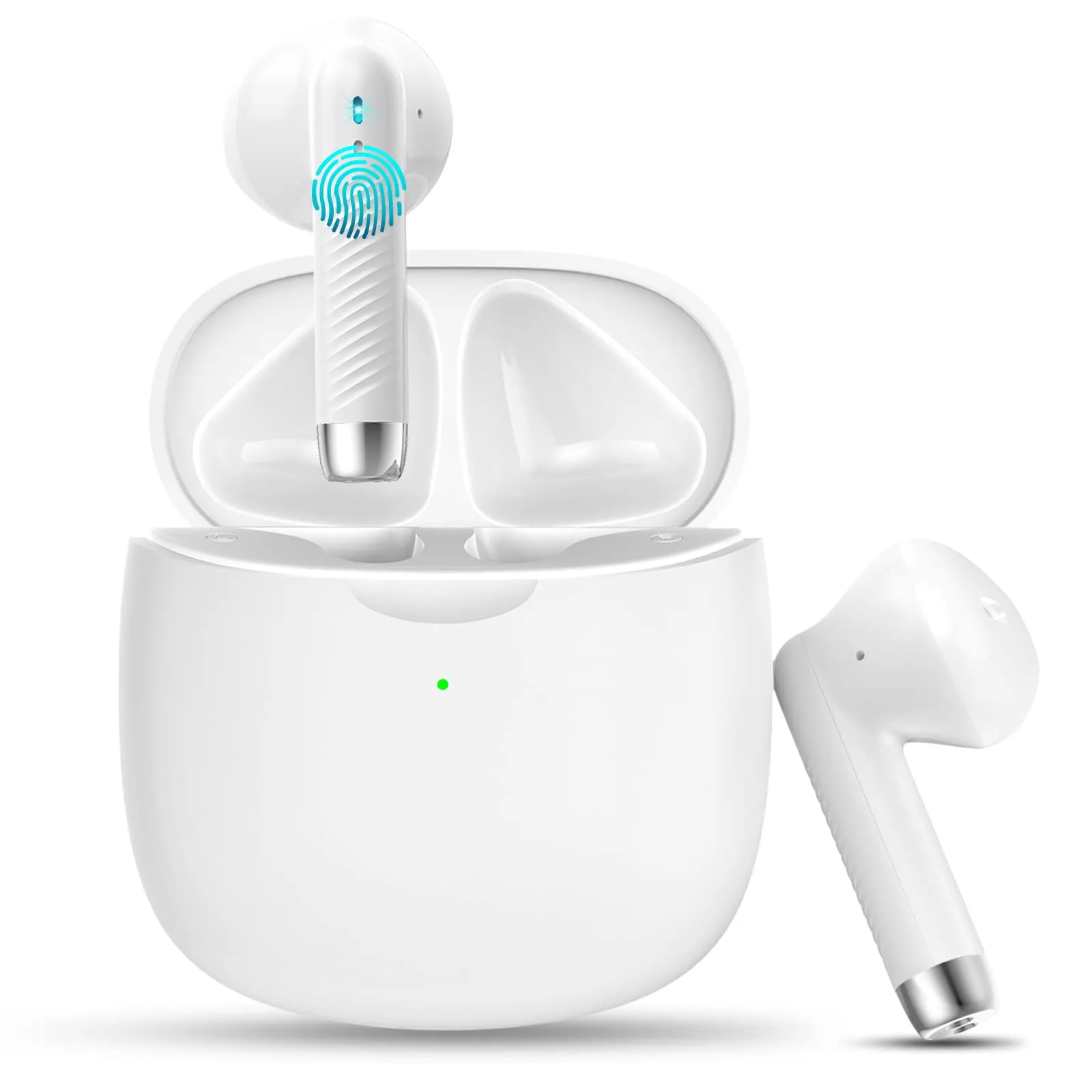 Wireless Earbuds Bluetooth 5.3, Noise Cancelling Mic, IP7 Waterproof, 32H Playtime, USB-C, White