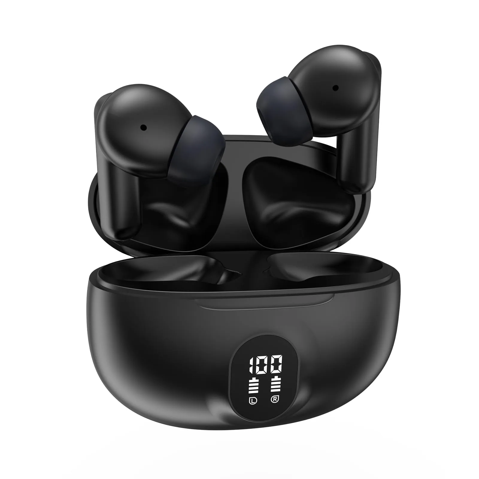 Wireless Earbuds Bluetooth Headphones - Hi-Fi Stereo, Waterproof with Charging Case (Black)