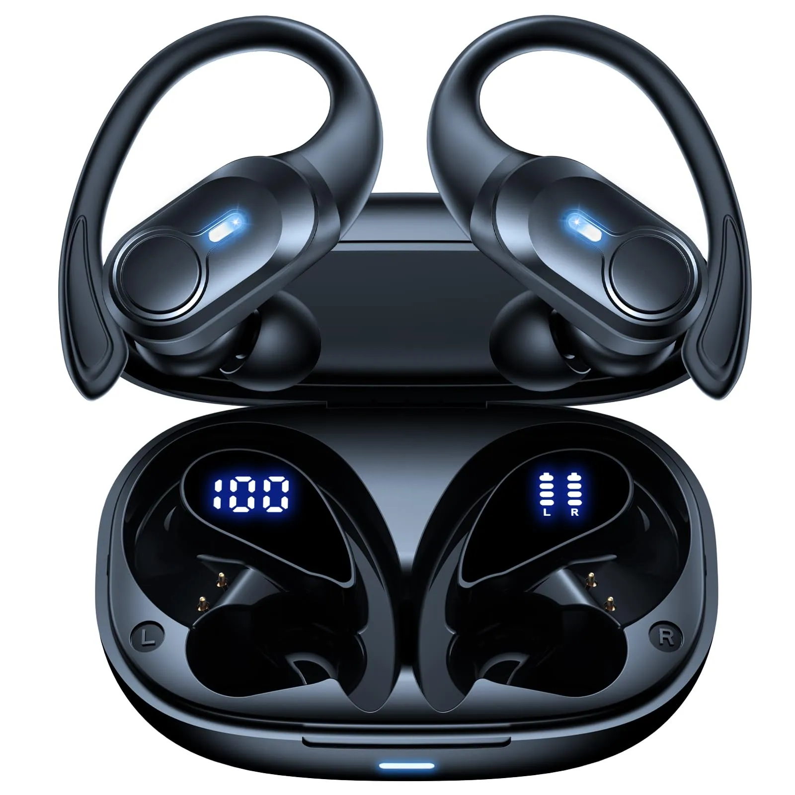 Wireless Earbuds Bluetooth Headphones with 70H Playback, Waterproof, Deep Bass, Black