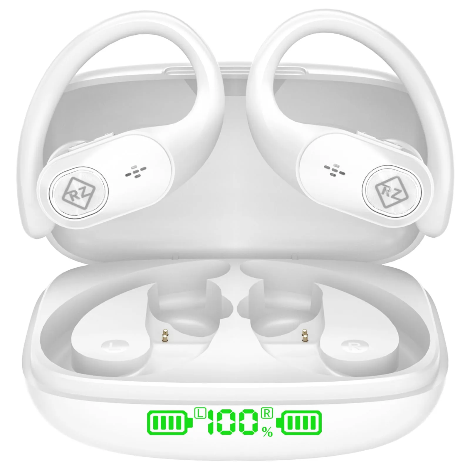 Wireless Earbuds Bluetooth Headphones with LED Display, 96H Playtime, Waterproof, Built-in Mic