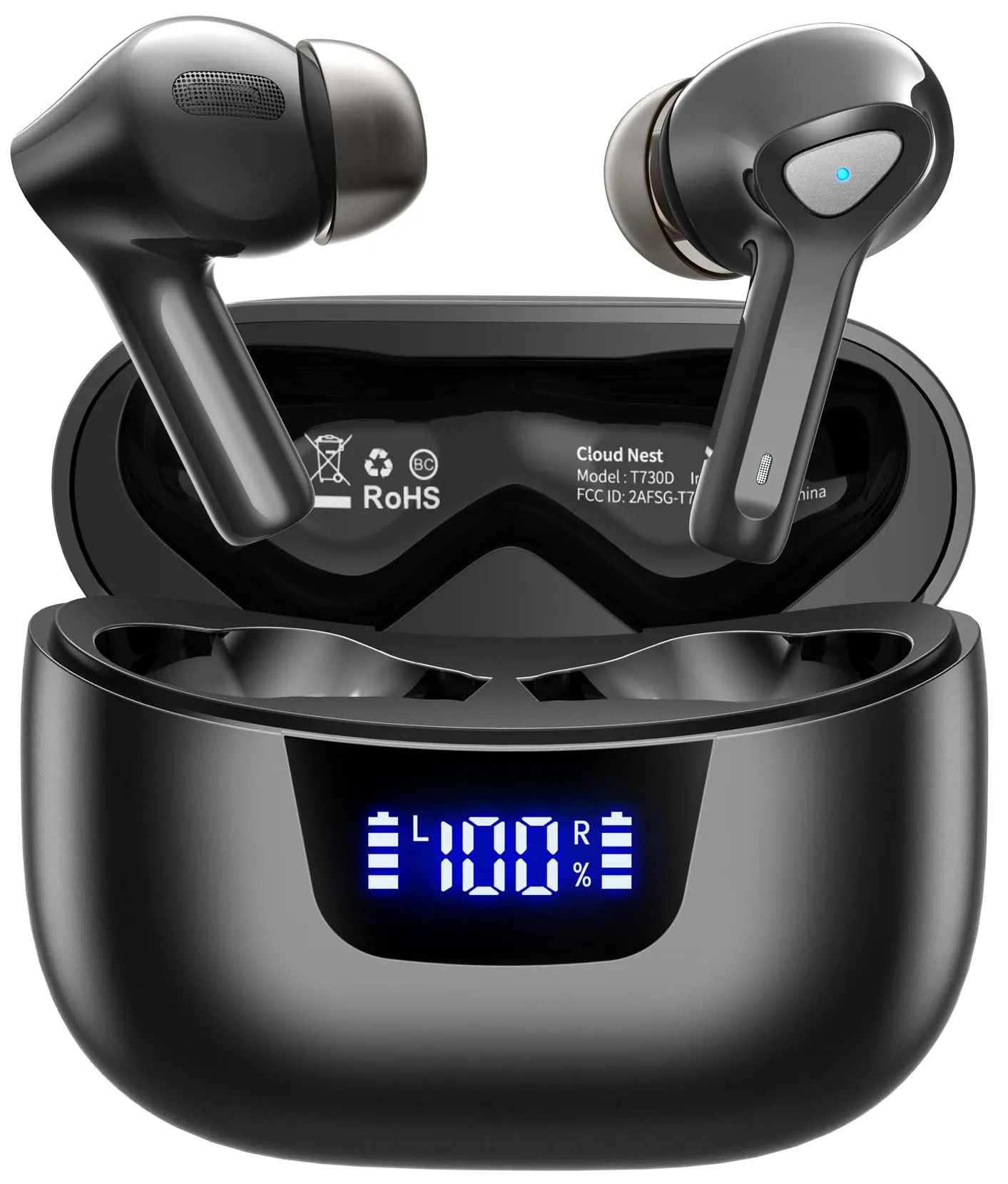 Wireless Earbuds Bluetooth V5.3 with 50H Playback, Deep Bass, IPX7 Waterproof, LED Display