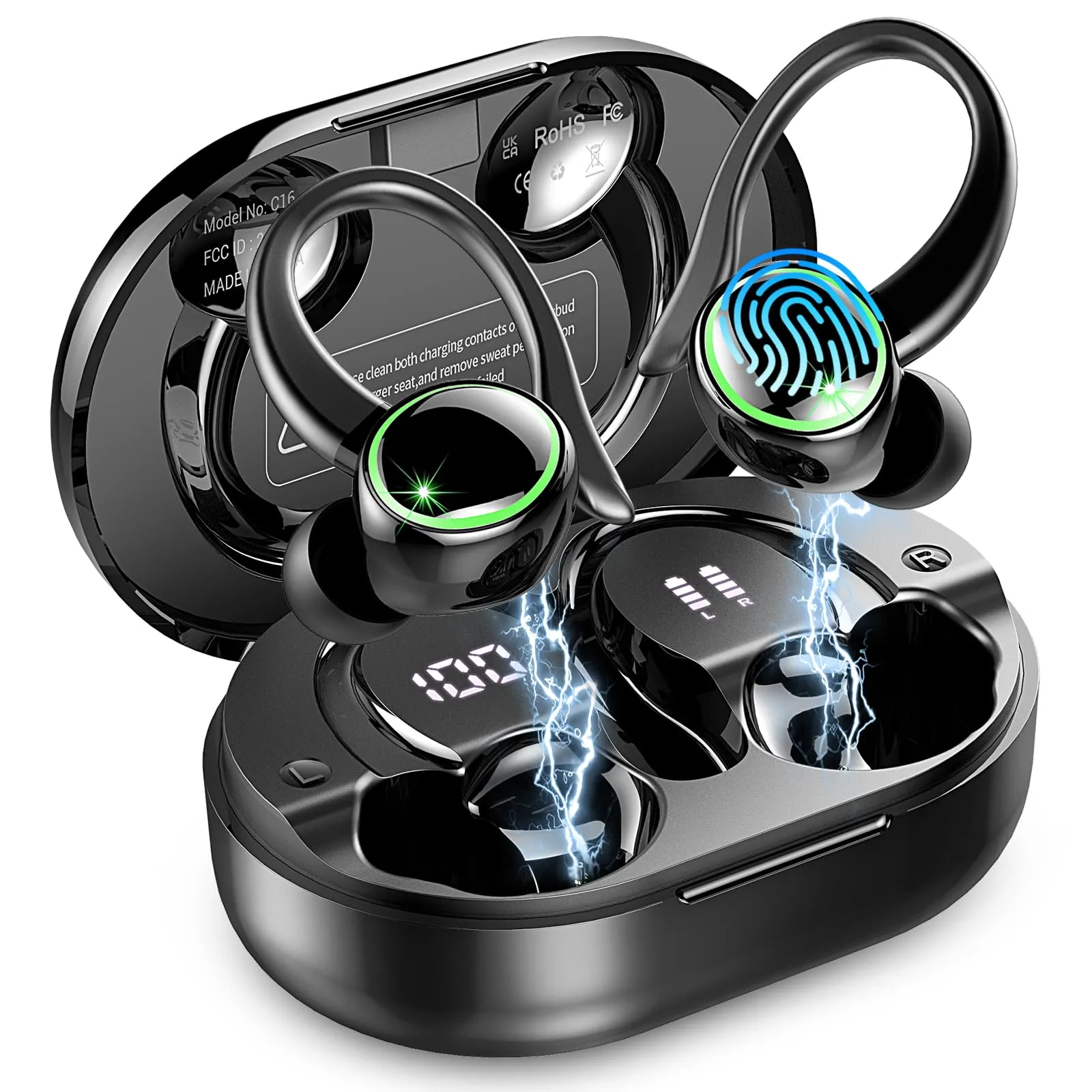 Wireless Earbuds Sports, Bluetooth 5.3 Headphones, 50H Playback, IP7 Waterproof Fitness Headset