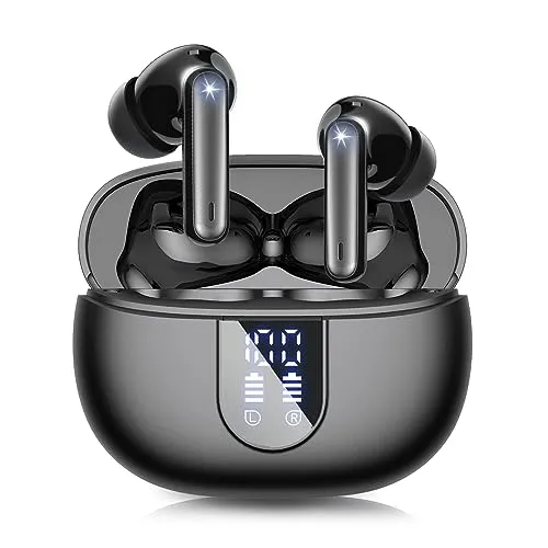 Wireless Earbuds V5.3 Bluetooth Headphones, 48H Playtime, LED Display, IPX5 Waterproof