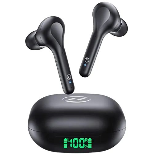 Wireless Earbuds with 4 Mic Noise Cancelling & 64H Playtime, Lightweight Bluetooth Headphones