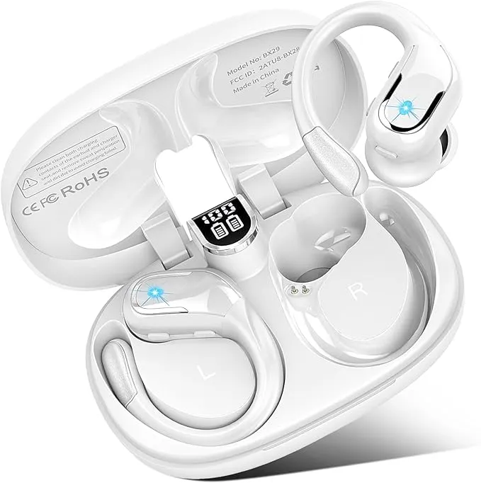 Wireless Earbuds with 75Hrs Playtime, Bluetooth 5.3, ENC Mic, IP7 Waterproof, White