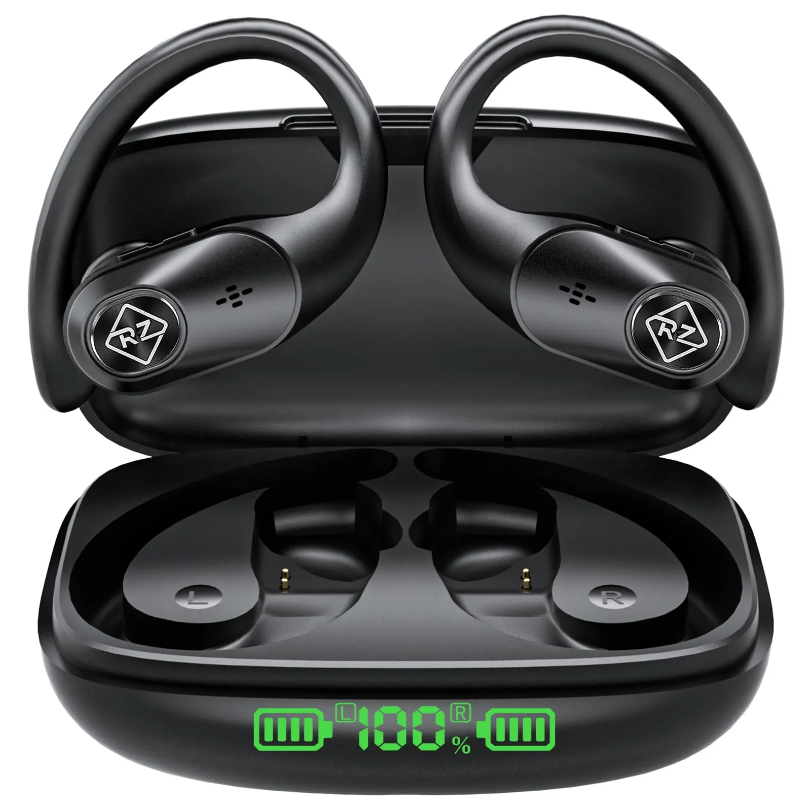 Wireless Earbuds with Charging Case, 40H Playtime, IPX5 Sweatproof, LED Display, Deep Bass