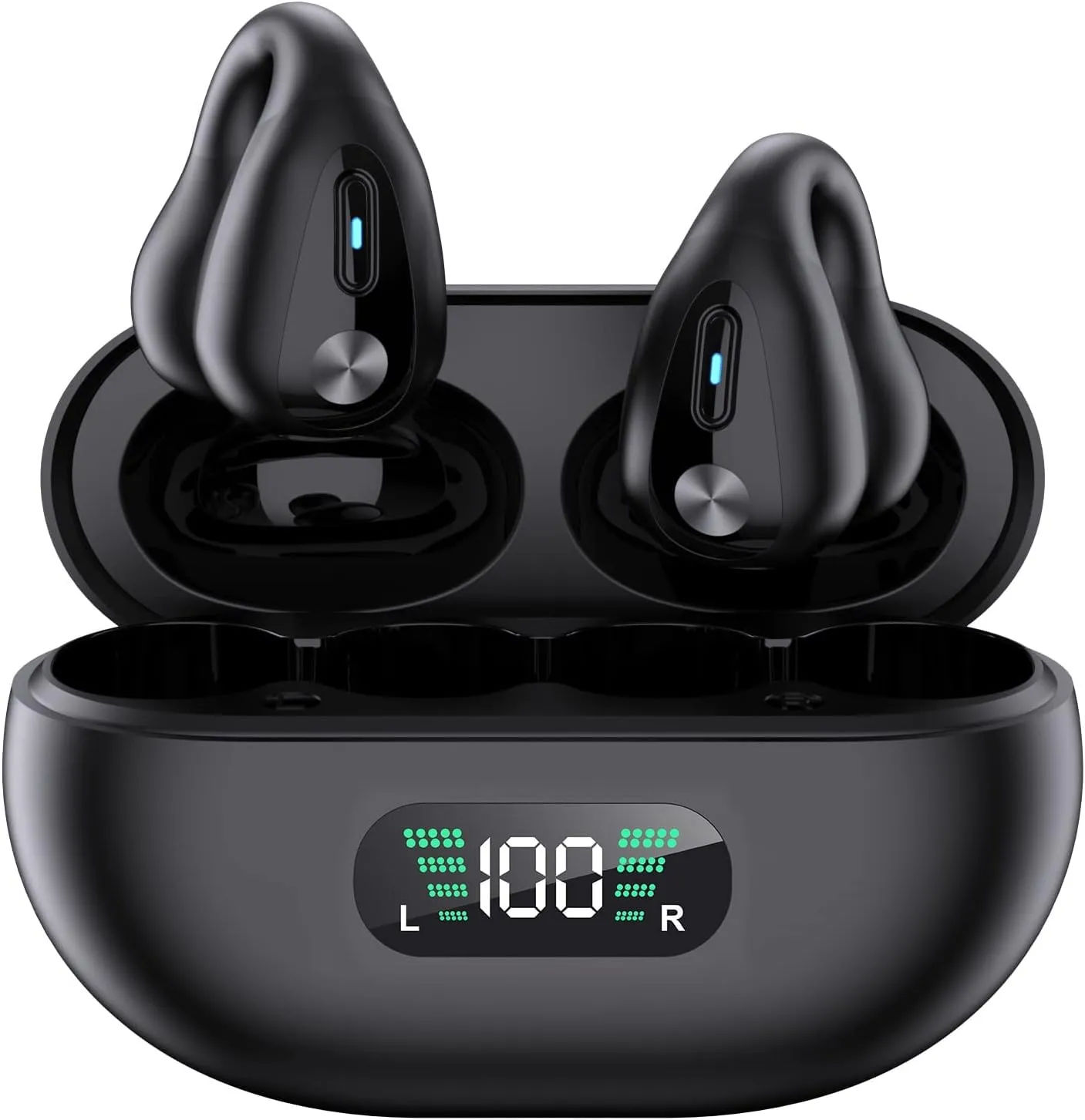 Wireless Earbuds with HiFi Stereo Mic, BT5.3, Clip-on Design, Auto Pairing, 350mAh Battery