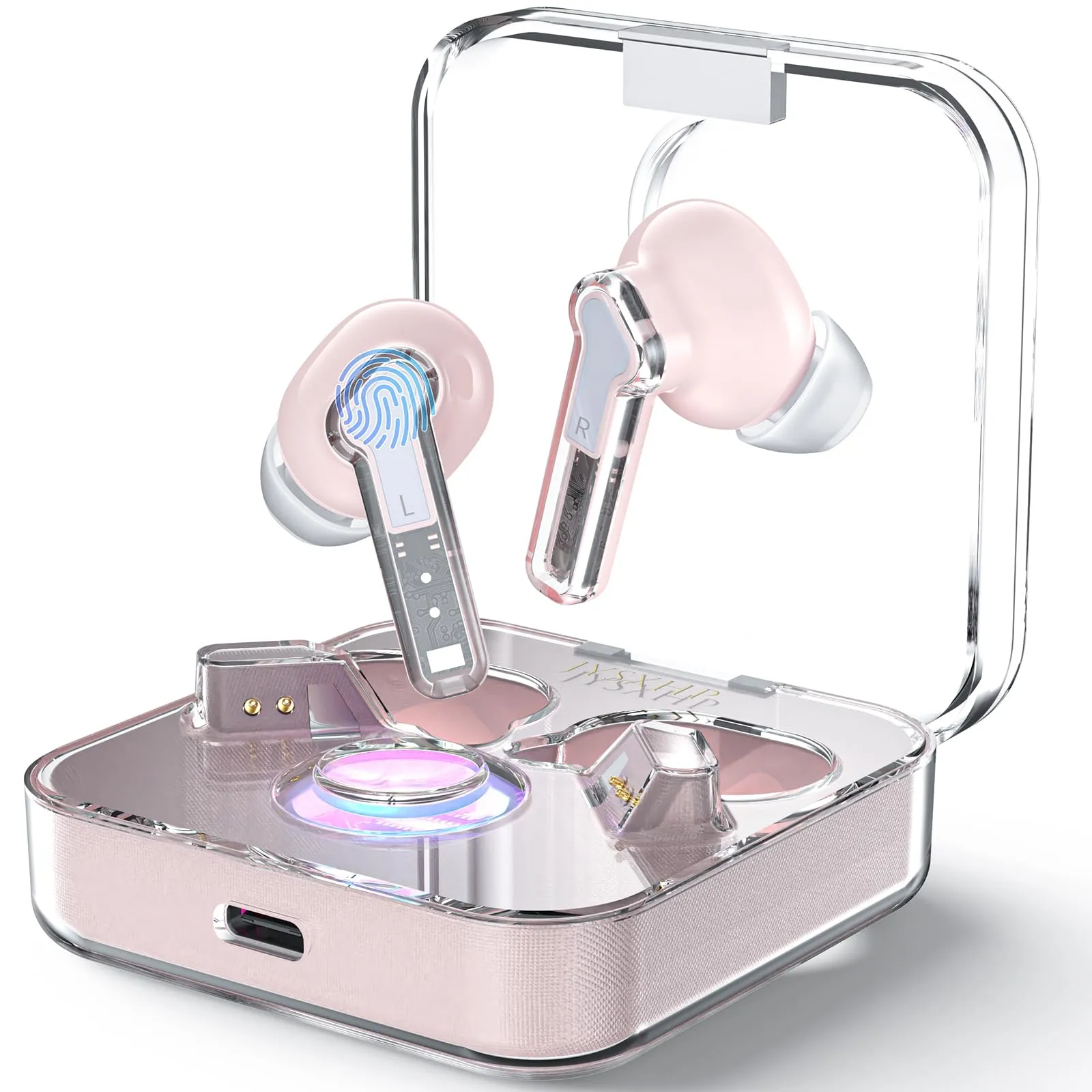 Wireless Gaming Earbuds Pink with Bluetooth 5.3, Touch Control, IPX4 Waterproof, Noise Cancelling