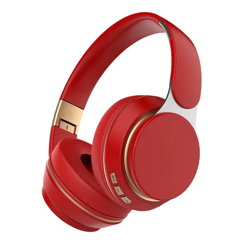 Wireless On-Ear Headphones with Purebass Sound, Noise Cancelling, Red - Bluetooth & Wired Mode