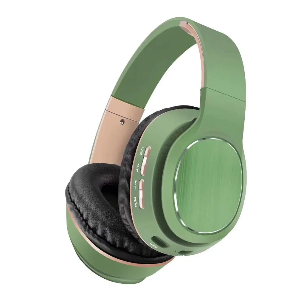 Wireless Over Ear Bluetooth Headphones with Deep Bass, Noise Cancelling, Built-in Mic, Green