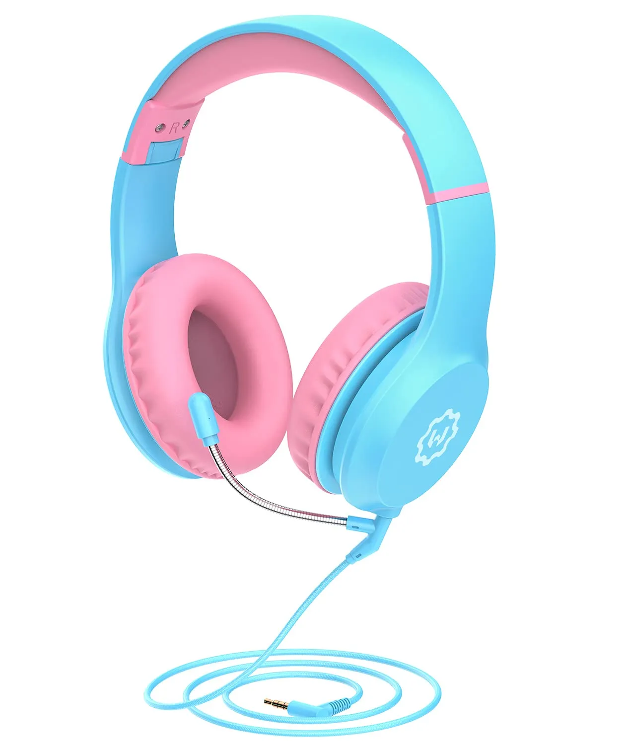 WixGear Kids Headphones with Volume Limiter 85/94dB, Foldable Wired, Light Blue & Pink