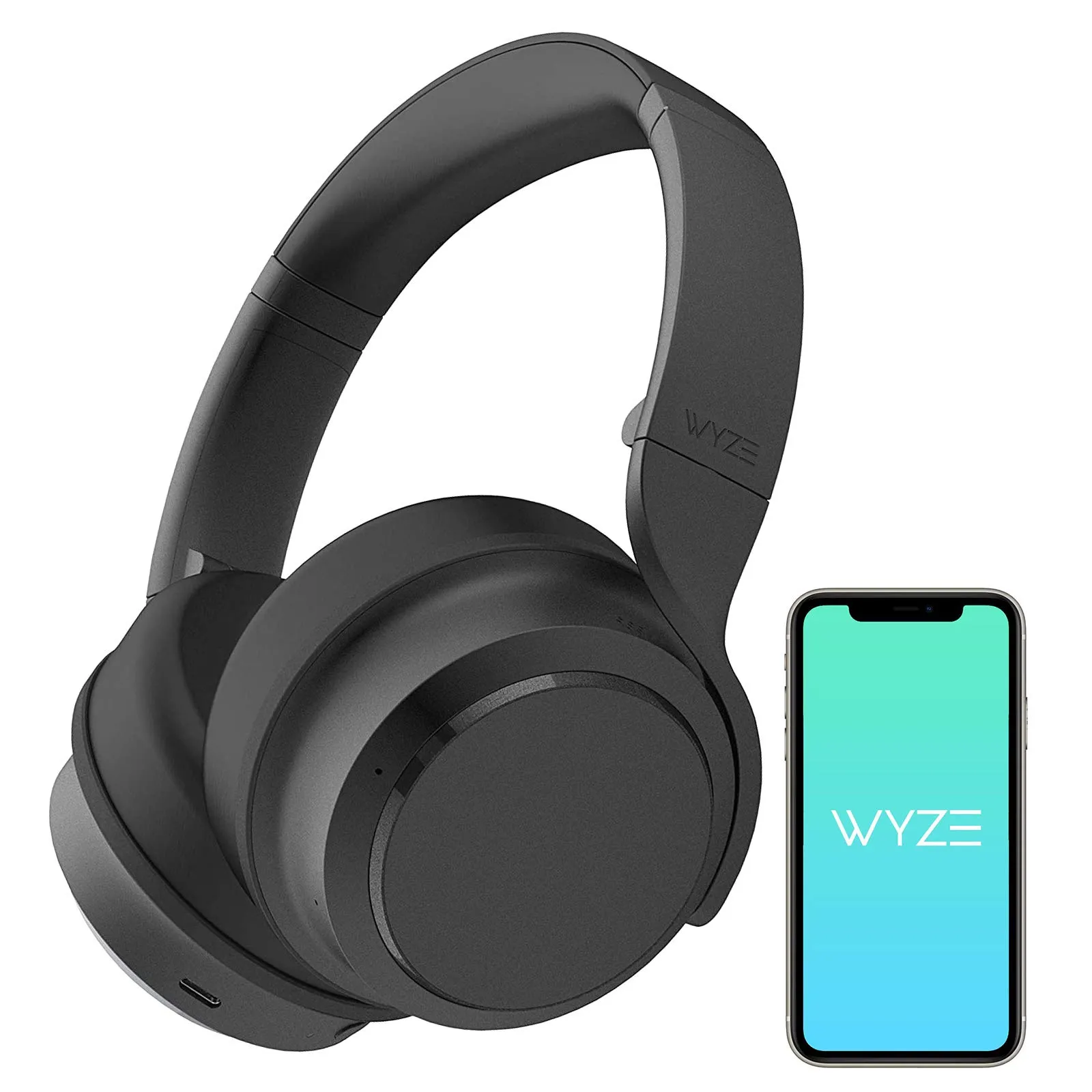 Wyze Bluetooth 5.0 Over-Ear Headphones with Active Noise Cancellation, Alexa Built-in, Black