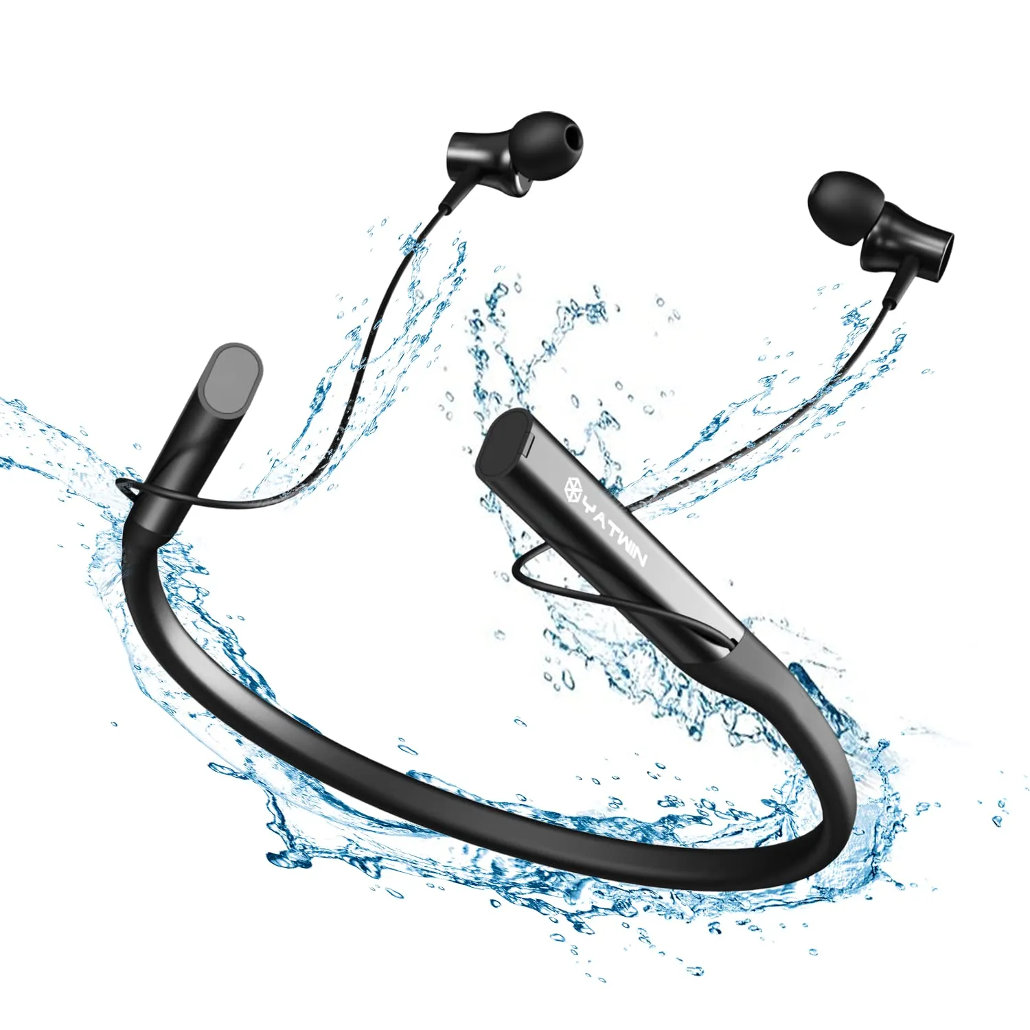 YATWIN Bluetooth Headphones V5.3, Noise Cancelling IPX7 Waterproof, 30H Playtime, Black-A