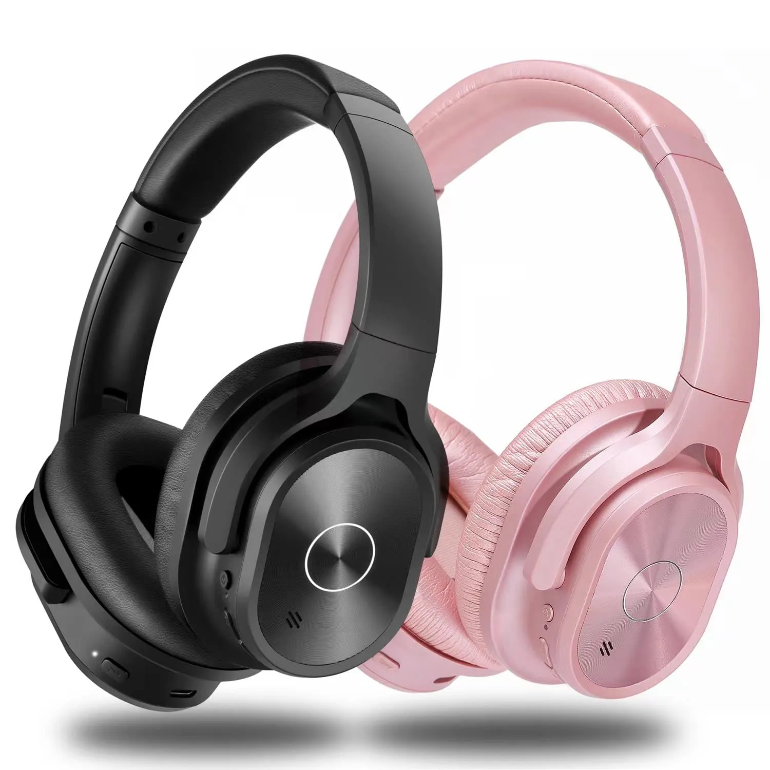 ZIHNIC 2-Piece Bundle: Rose Active Noise Cancelling Headphones & Black Bluetooth Wireless Headset