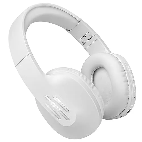 ZIHNIC Bluetooth Over Ear Headphones, 5 EQ Modes, Foldable Lightweight Headset, White